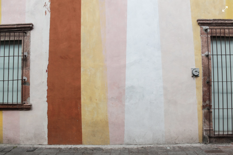 Paint colors on a wall in Queretaro, Mexico.