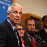 San Francisco district attorney George Gascon speaks during a new conference to announce a civil consumer protection action against rideshare company Uber on Dec. 9, 2014 in San Francisco.