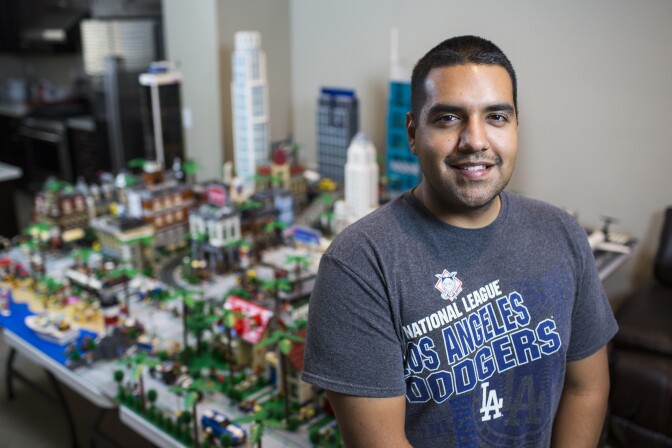 Jorge Parra Jr., 23, has spent the last 8 years building this Lego version of Los Angeles. Parra has been interested in Legos since childhood. Today, he makes YouTube videos documenting his city.