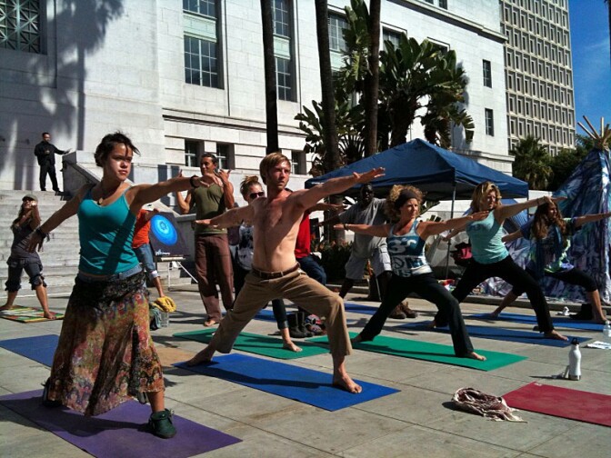 Occupy L.A. yoga at L.A. City Hall