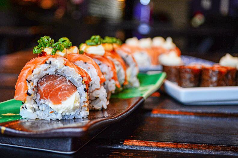 A plate of sushi.