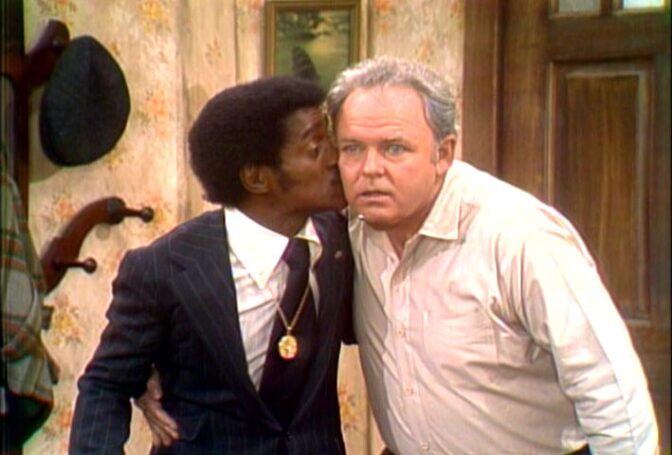 Sammy Davis, Jr. kisses Carrol O'Connor on "All in the Family"