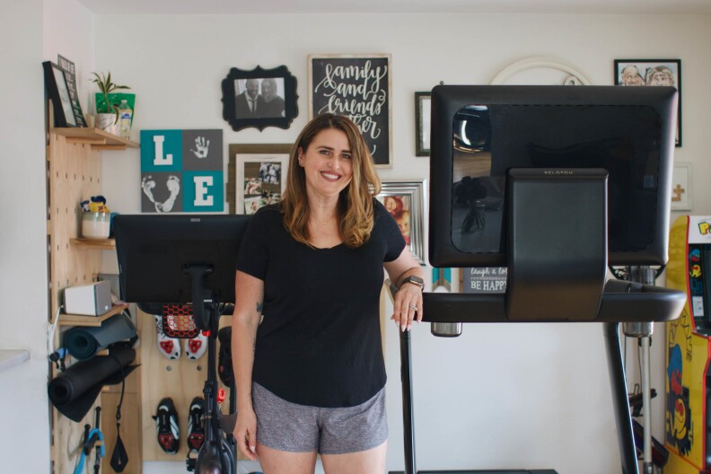 Jessica Davis says that during the pandemic, Peloton "was such a source of comfort and relief." The bike is in her dining room, and she uses it every day because she still works remotely.