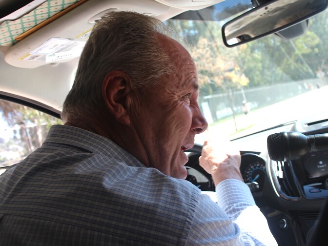City Councilman Tom LaBonge drives Off-Ramp around his district as he nears the end of his last term in office.