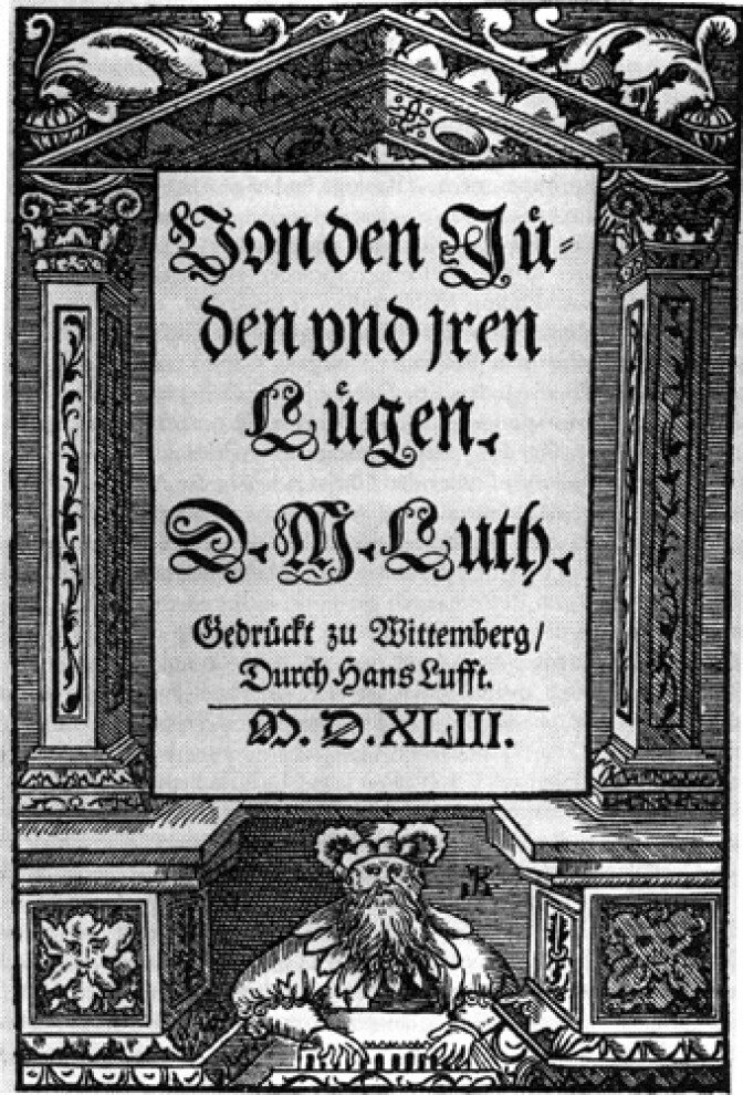 The title page of Martin Luther's book, "The Jews and their Lies"