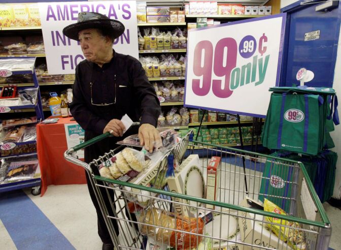 The Commerce Department Thursday said the U.S. economy grew at a modest 2.4 percent annual rate from January through March, slightly slower than initially estimated. Consumer spending accounts for 70 percent of economic activity as measured by the gross domestic product, the economy's total output of goods and services. (Photo: A shopper at a 99 Cents Only Store in Los Angeles). 