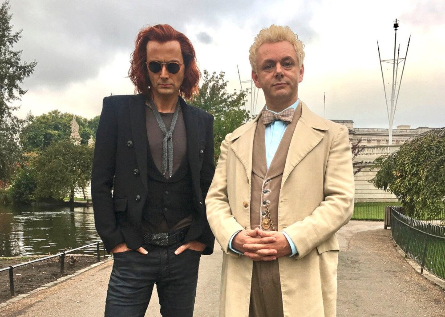 David Tennant, left, and Michael Sheen star in Amazon's "Good Omens."
