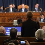 Former US Ambassador to the Ukraine Marie Yovanovitch is sworn in before the House Permanent Select Committee on Intelligence as part of the impeachment inquiry into US President Donald Trump, on Capitol Hill on November 15, 2019 in Washington DC. - Public impeachment hearings resume Friday with the testimony of former ambassador to Ukraine Marie Yovanovitch, who says she was ousted because the Trump administration believed she would not go along with plans to pressure Ukraine to investigate Democrat Joe Biden, a potential Trump White House rival in 2020. (Photo by Alex Wong / POOL / AFP) (Photo by ALEX WONG/POOL/AFP via Getty Images)