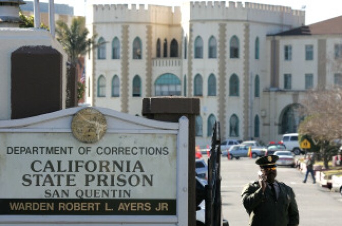 A guard stands at the entrance to the California State Prison at San Quentin January 22, 2007 in San Quentin, California.  