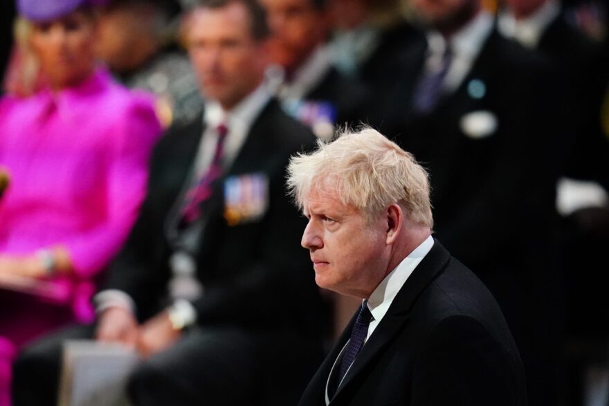 Prime Minister Boris Johnson speaks during the National Service of Thanksgiving to celebrate the Platinum Jubilee of Her Majesty The Queen at St Paul's Cathedral in London, England.
