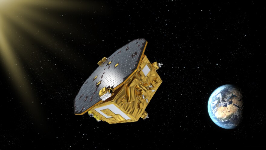 Artist's impression of LISA Pathfinder, ESA's mission to test technology for future gravitational-wave observatories in space.