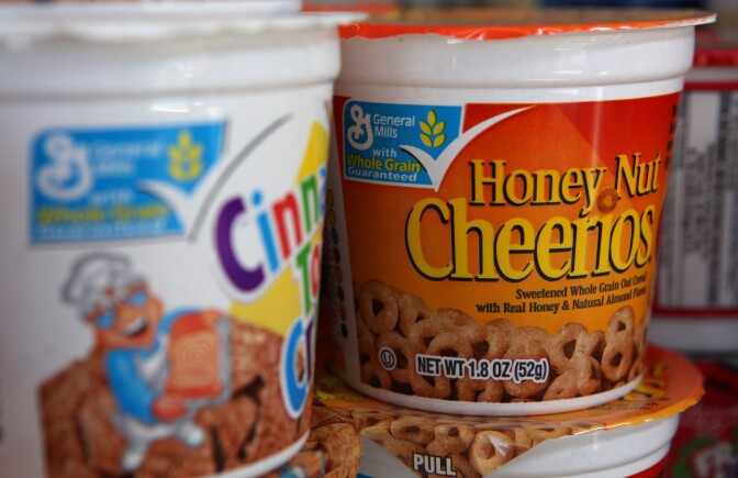 BERKELEY, CA - SEPTEMBER 23:  Single serving containers of cereal made by General Mills sit on the shelf at a grocery store September 23, 2009 in Berkeley, California. General Mills Inc. reported a 51 percent jump in first quarter profits with earnings of $420.6 million, or $1.25 per share compared to $278.5 million, or 79 cents per share one year ago.  (Photo by Justin Sullivan/Getty Images)