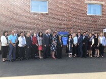 LA Officials and private group leaders gather to celebrate a new plan to electrify LA transportation.