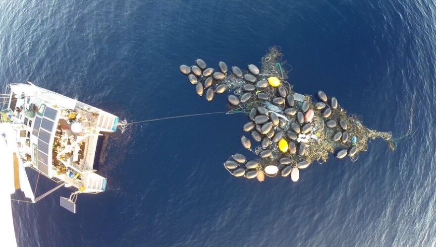 Researchers have discovered an island of trash, solid enough to stand on, in a region of the ocean that has been dubbed the Great Pacific Garbage Patch. 