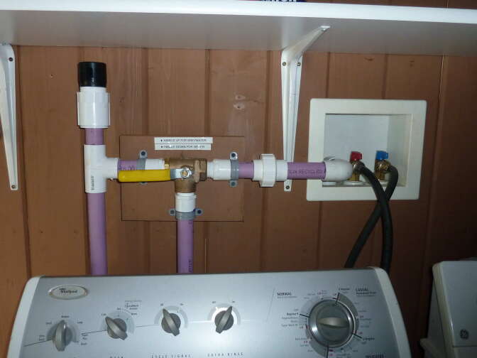 A diverter valve near a washing machine