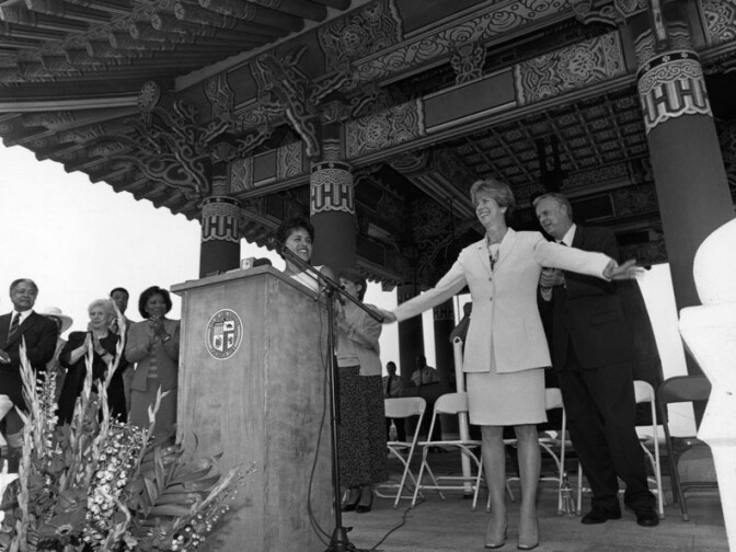Councilwoman Janice Hahn at her inauguration ceremony for the 15th District. She ultimately left the council to serve in the U.S. Congress. 