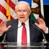 U.S. Attorney General Jeff Sessions addresses members of the California Peace Officers Association on Wednesday, March 7, 2018, in Sacramento, California. 
US Attorney General Jeff Sessions warned California Wednesday that the federal government would use all its legal powers to fight protections provided unauthorized immigrants, a day after suing the state over its sanctuary laws. / AFP PHOTO / NOAH BERGER        (Photo credit should read NOAH BERGER/AFP/Getty Images)