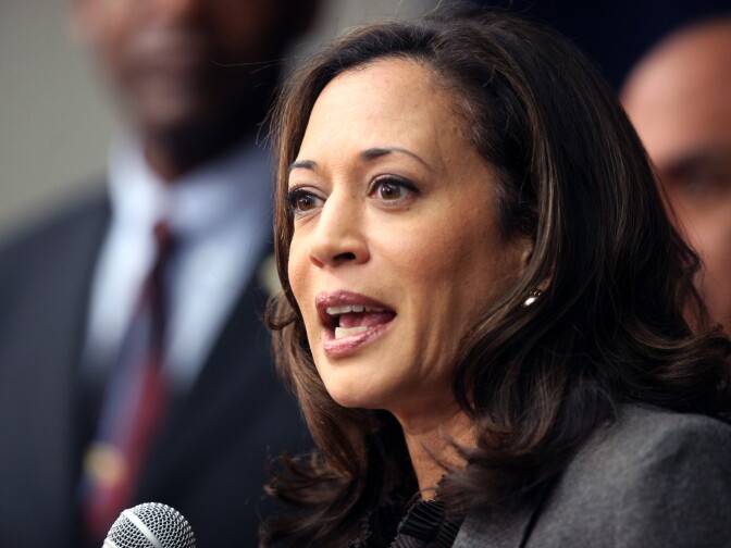 FILE - In this Nov. 16, 2012 file photo, California Attorney General Kamala Harris speaks during a news conference in Los Angeles. Three weeks after announcing her candidacy for the U.S. Senate,  Harris hasn't spoken a word, a strategy that has allowed her to avoid media scrutiny while carefully setting a foundation for the 2016 contest. (AP Photo/Richard Vogel, File)