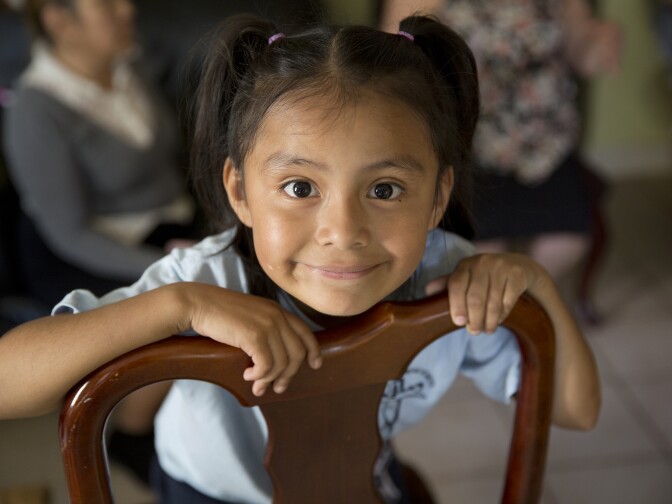 Wendy Mendez, 7, at a discussion on the upcoming 2016 elections in Watts on 10th February 2016