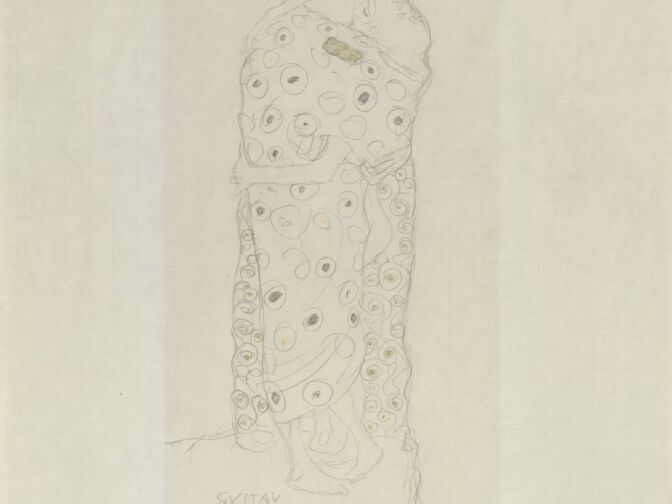 Gustav Klimt. Standing Couple Embracing, Seen from the Side, 1907-1908.
