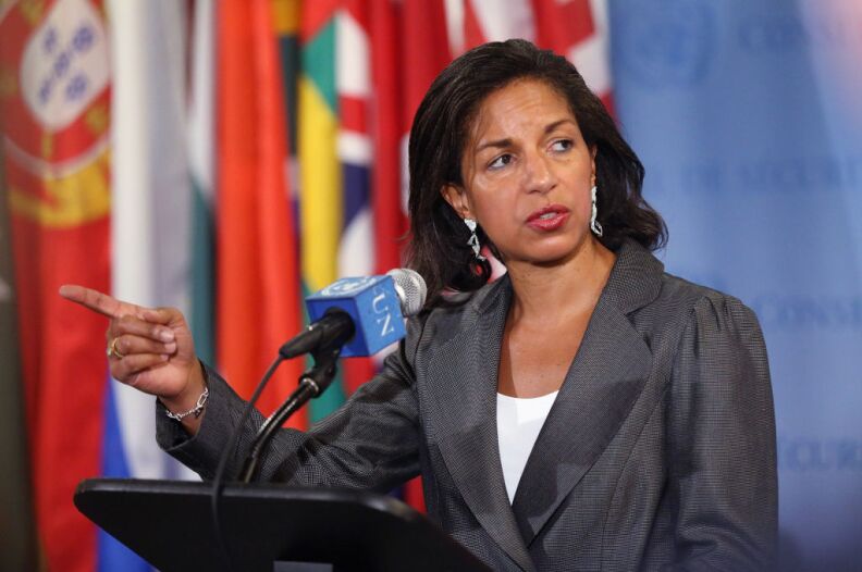 U.S. Ambassador to the United Nations Susan Rice speaks to the media after a U.N. Security Council meeting on Syria on May 30, 2012 in New York City.  The Security Council held discussions following a massacre of more than 100 civilians in Houla.  