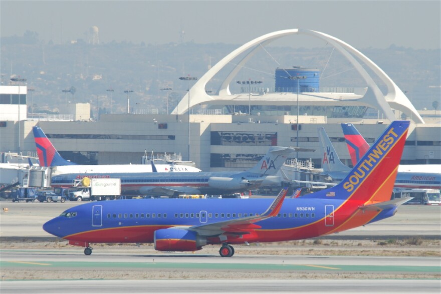 File photo of a Southwest Airlines plane docked at LAX. 