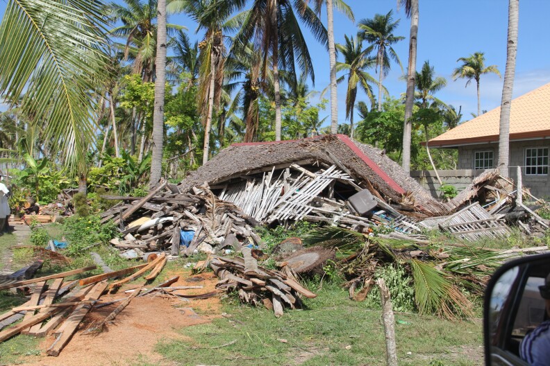 A damaged home on Baiyan Island in the Philippines in November 2013.