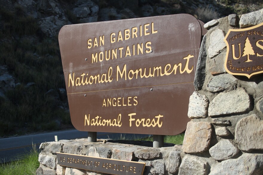 A new sign welcomes visitors to the San Gabriel Mountains National Monument, which was declared by President Obama on October 10, 2014. 