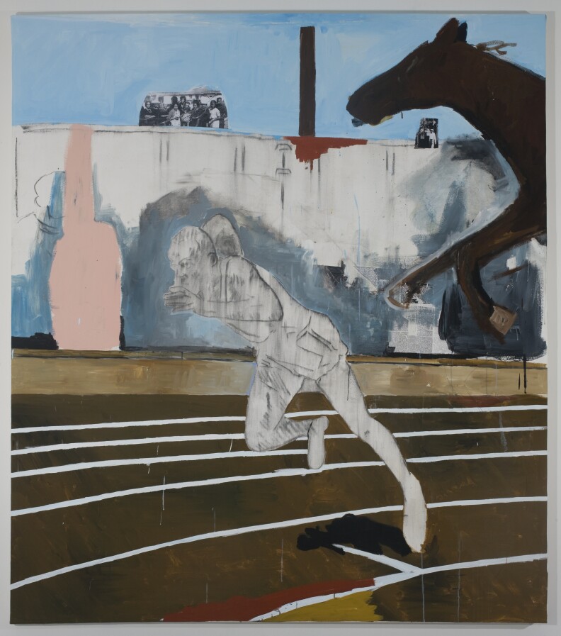 Henry Taylor. Jesse Owens in ’36, 2010. Acrylic on canvas. 87 ½ x 77 in. (222.3 x 195.6 cm). Image courtesy the artist and Untitled, New York.