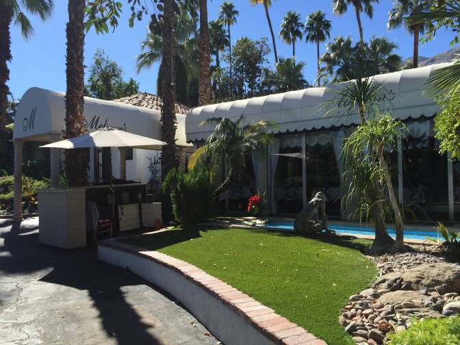 The exterior of Melvyn's restaurant at the Ingleside Inn in Palm Springs.