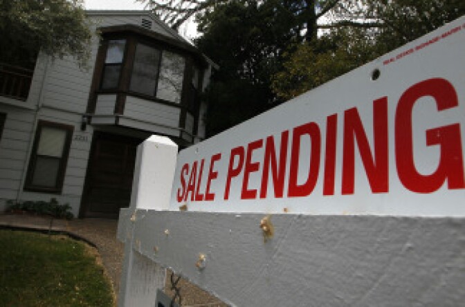 A 'sale pending' sign is displayed in front of a home for sale May 24, 2010 in San Rafael, California. 