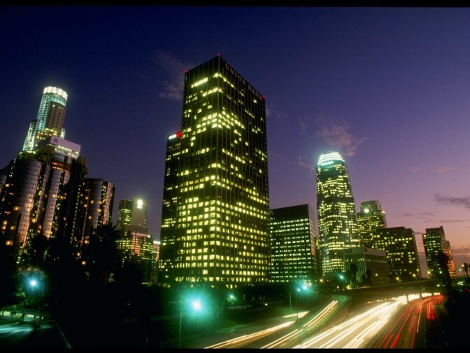 1991: General view of the Los Angeles Freeway in Los Angeles, California.