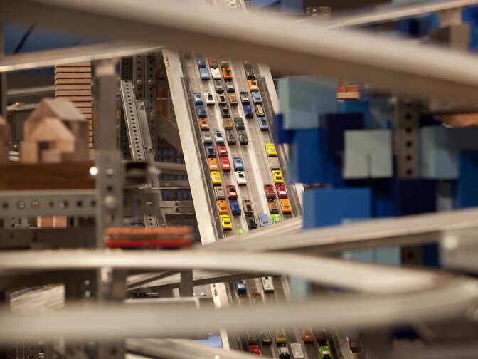 For some viewers of Metropolis they interpret it as commentary on traffic in Los Angeles, but others see an image of a future urban environment.