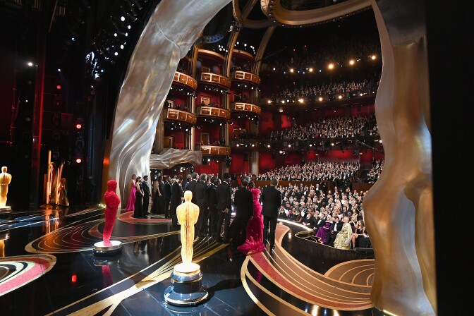 The cast and crew of "Green Book" onstage after winning the Best Picture award during the 91st Annual Academy Awards.