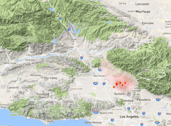 Smoke forecast for La Tuna Fire from Saturday to Monday.