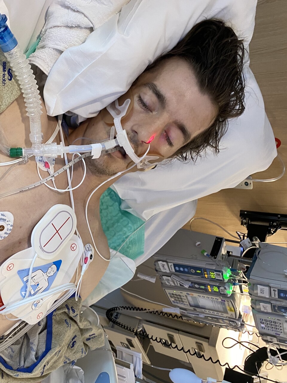 Davey Bauer hospitalized in April, before his operations.