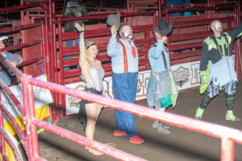 Gann waves to the crowd after performing at the Adirondack Stampede.