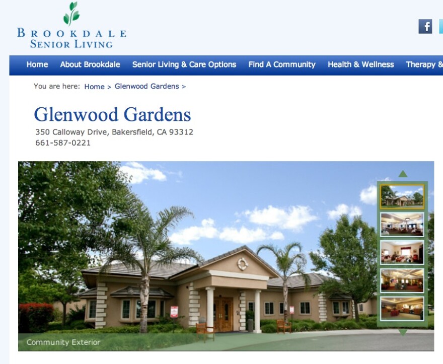 A screenshot of the website for Glenwood Gardens in Bakersfield.