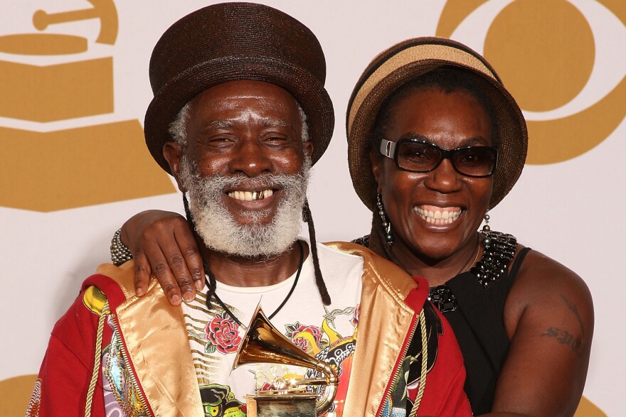 Musician Winston Rodney, aka Burning Spear, won the 2009 Best Reggae Album Grammy Award for "Jah Is Real." He's seen here with his wife and business partner, Sonia Rodney.