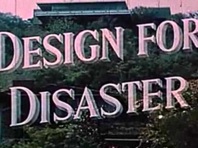 A frame from 'Design for Disaster,' a documentary film about the 1961 Bel Air fire.