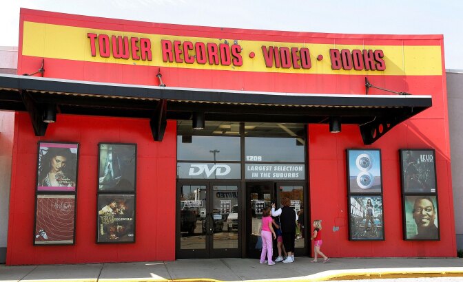 Signage is displayed at a closing Tower Records store October 9, 2006 in Schaumburg, Illinois. 46-year-old Tower Records is closing its stores, costing approximately over 3,000 jobs and most of its assets are being liquidated.
