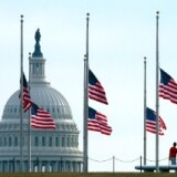 American flags fly at half staff on the National Mall in front of the U.S. Capitol in memory of the victims of Saturday's mass shooting in Tucson, Arizona January 10, 2011 in Washington, DC.