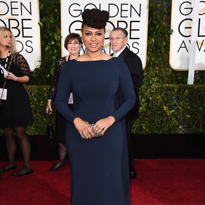Ava DuVernay arrives at the 72nd annual Golden Globe Awards at the Beverly Hilton Hotel on Sunday, Jan. 11, 2015, in Beverly Hills, Calif. (Photo by Jordan Strauss/Invision/AP)