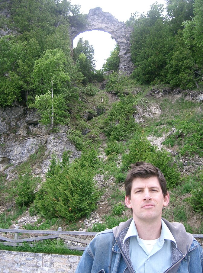 Off-Ramp host John Rabe at Arch Rock, on Mackinac Island, Michigan. (Photo: Julian Bermudez)