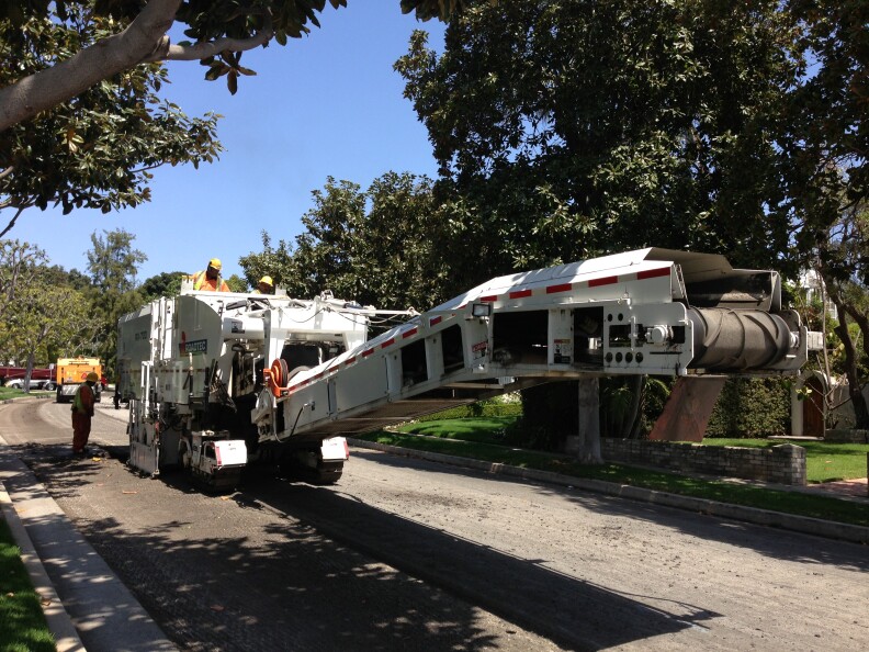 The profiler is used by the Bureau of Street Services to prepare a street for repaving. 
