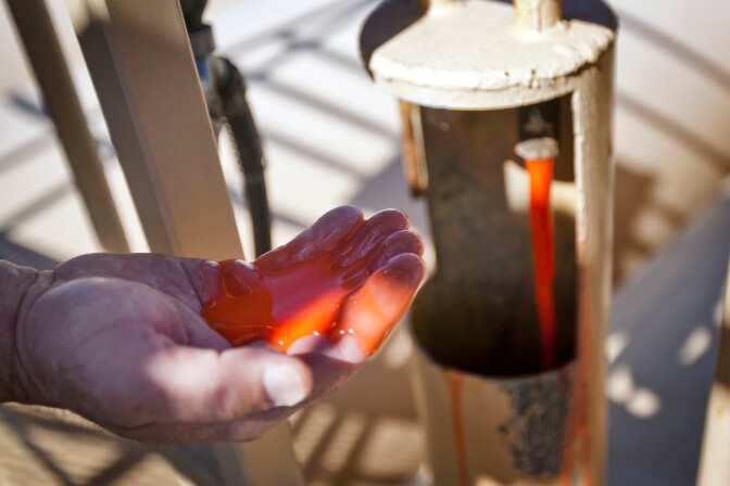 The retardant is artificially colored bright red so that during a fire Cal Fire crews know where each drop started and left off.