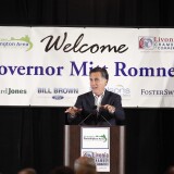 FARMINGTON HILLS, MI - FEBRUARY 16: Republican presidential candidate, former Massachusetts Gov. Mitt Romney speaks to supporters at The Greater Farmington Area Chamber of Commerce luncheon February 16, 2012 in Farmington Hills, Michigan. Romney was campaigning in Michigan ahead of the state's February 28 primary. (Photo by J.D. Pooley/Getty Images)