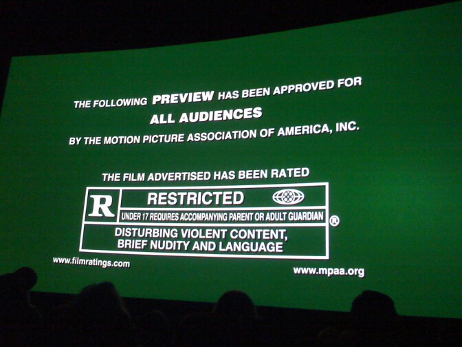 MPAA Preview Trailer Rated R Rating