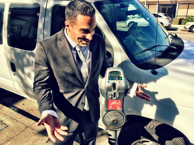 Assemblyman Mike Gatto at a parking meter in Toluca Lake on Thursday, January 21, 2016.