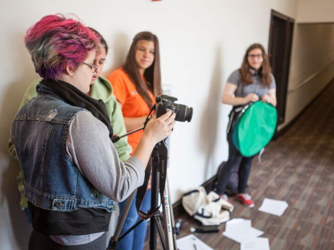 Participants in a program at "Camp Reel Stories," a filmmaking camp for girls.